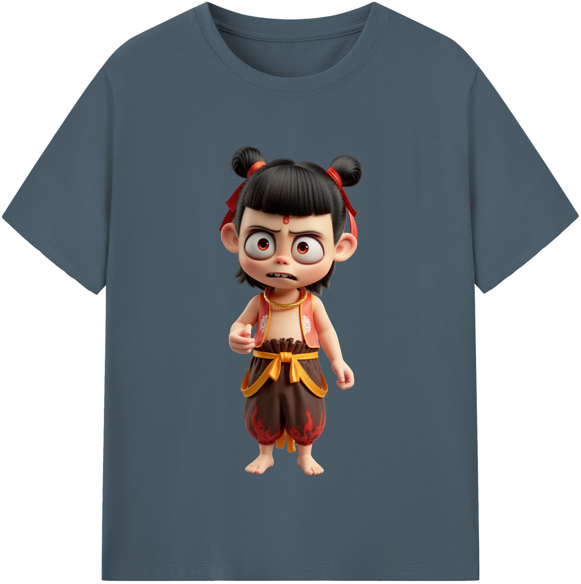 （画像用） Ne Zha 2 ナタ 魔童の大暴れ 綿100％半袖Tシャツ（フロントプリント）